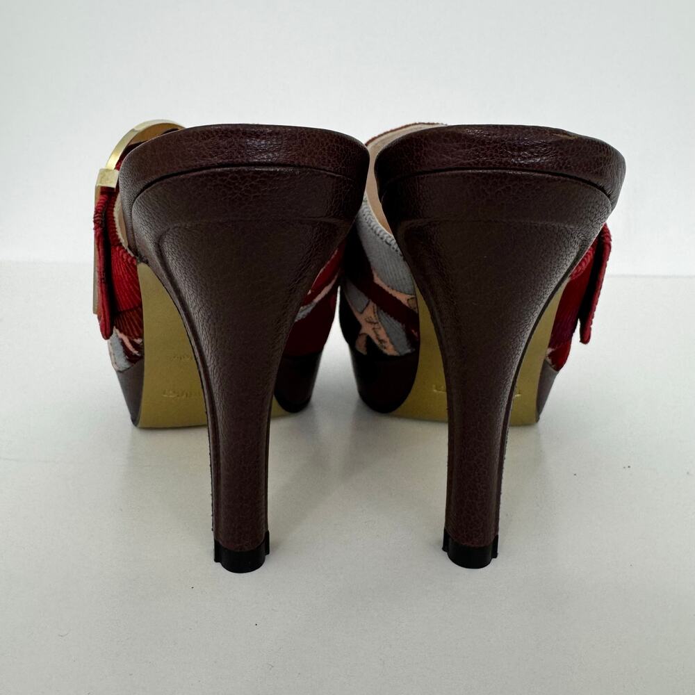 Emilio Pucci Firenze Multicolor Corduroy Platform Heeled Mules Shoes 36 (US 6) - Picture 13 of 15